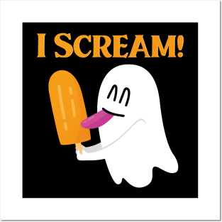 Ghost eating Ice cream halloween funny joke 2022 Posters and Art